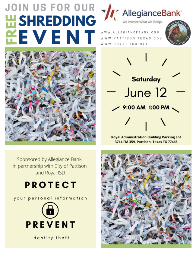 FREE Shredding Event City of Brookshire, Texas